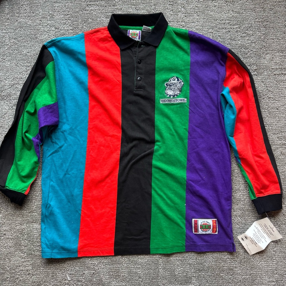 Vintage Georgetown Hoyas “In The Paint” Long Sleeve Polo – NWT Size: XL